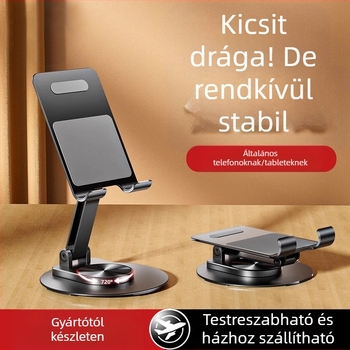 Asztali tartó mobiltelefonhoz és tabletához – fém, forgatható, összecsukható, állítható, univerzális