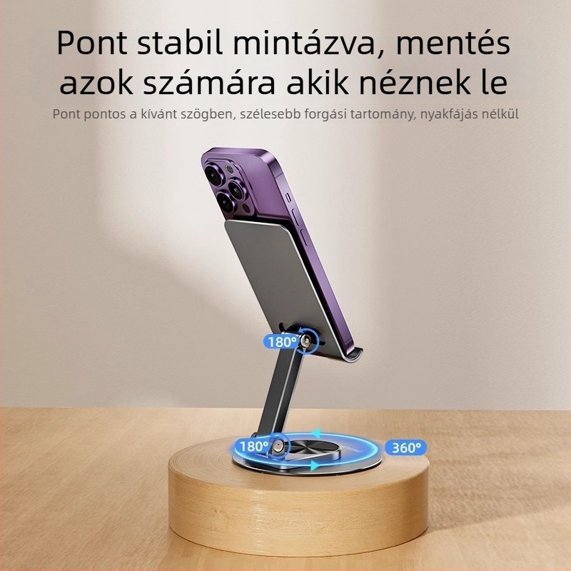 Asztali tartó mobiltelefonhoz és tabletához – fém, forgatható, összecsukható, állítható, univerzális