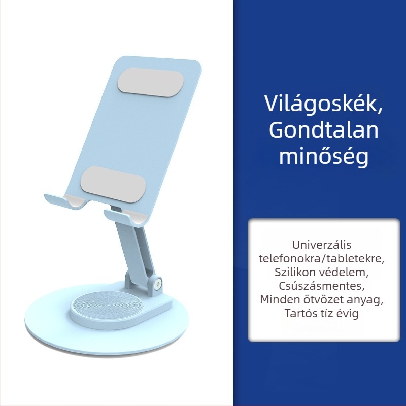 Asztali tartó mobiltelefonhoz és tabletához – fém, forgatható, összecsukható, állítható, univerzális