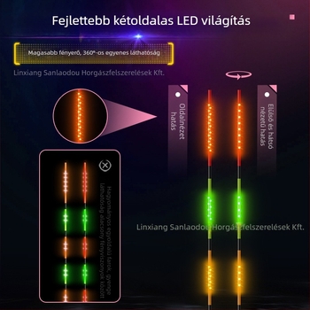 LED elektronikus úszó pontyhoz — függőleges úszó, kompozit anyag, magas érzékenység, nappal- és éjszakai használat