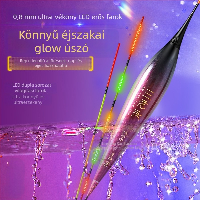 LED elektronikus úszó pontyhoz — függőleges úszó, kompozit anyag, magas érzékenység, nappal- és éjszakai használat