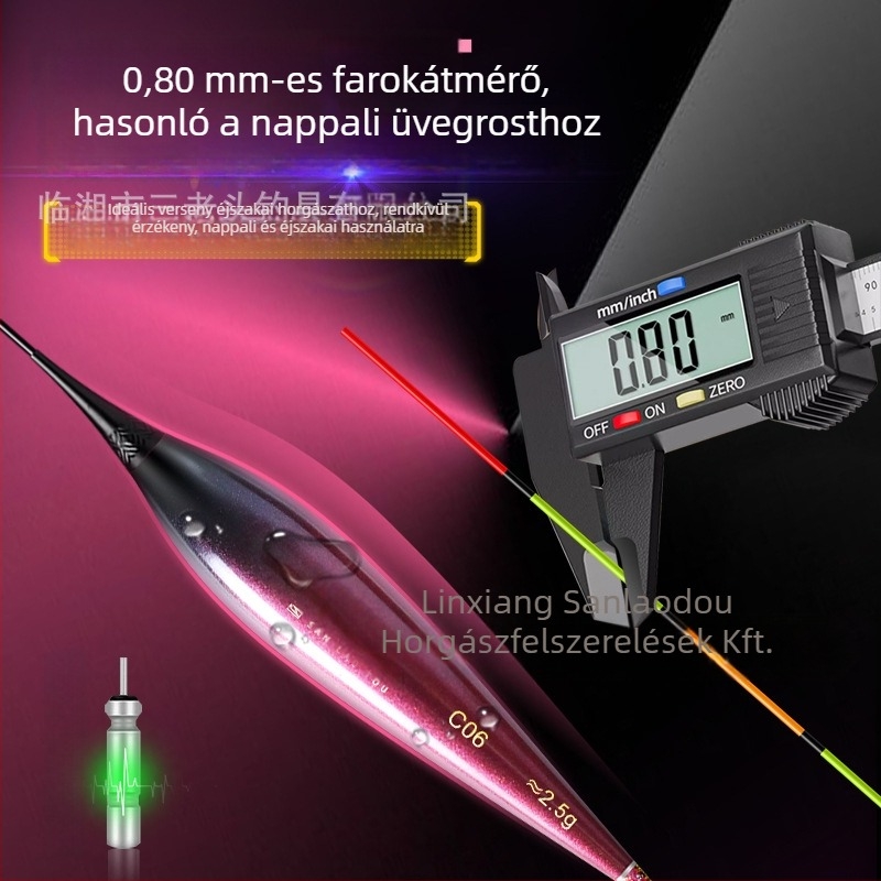 LED elektronikus úszó pontyhoz — függőleges úszó, kompozit anyag, magas érzékenység, nappal- és éjszakai használat
