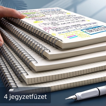Spirálisan kötött notesz rácsos és vízszintes vonalas oldalakkal, vastagított kiadás középiskolások és felvételi vizsgákhoz