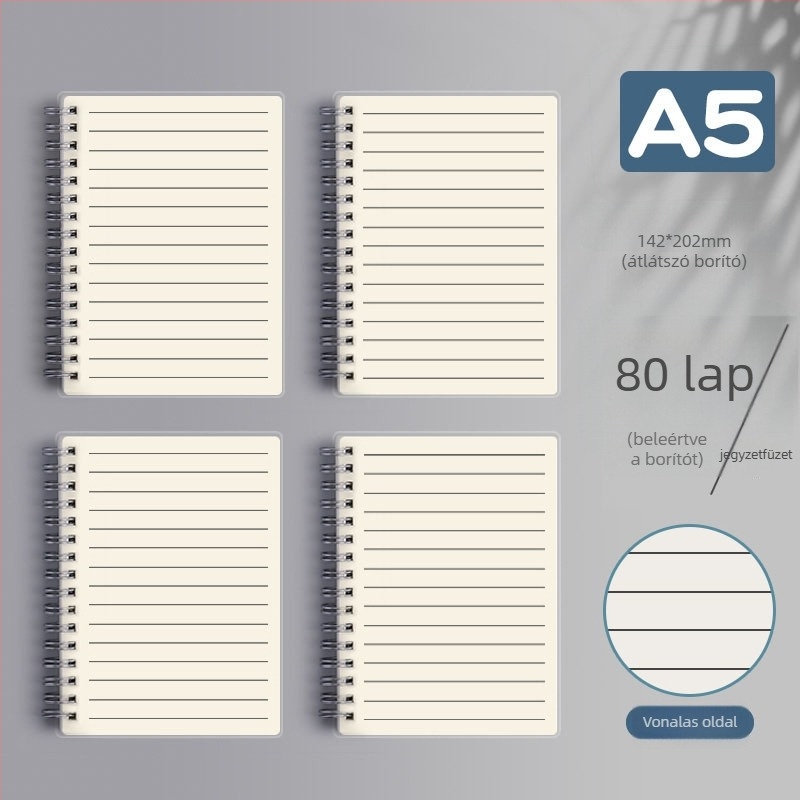 Spirálisan kötött notesz rácsos és vízszintes vonalas oldalakkal, vastagított kiadás középiskolások és felvételi vizsgákhoz