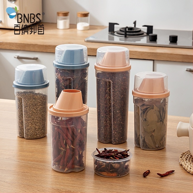 Műanyag fűszer-tároló edény, 1-2L, kerek, modern minimalista stílus, prémium kategória