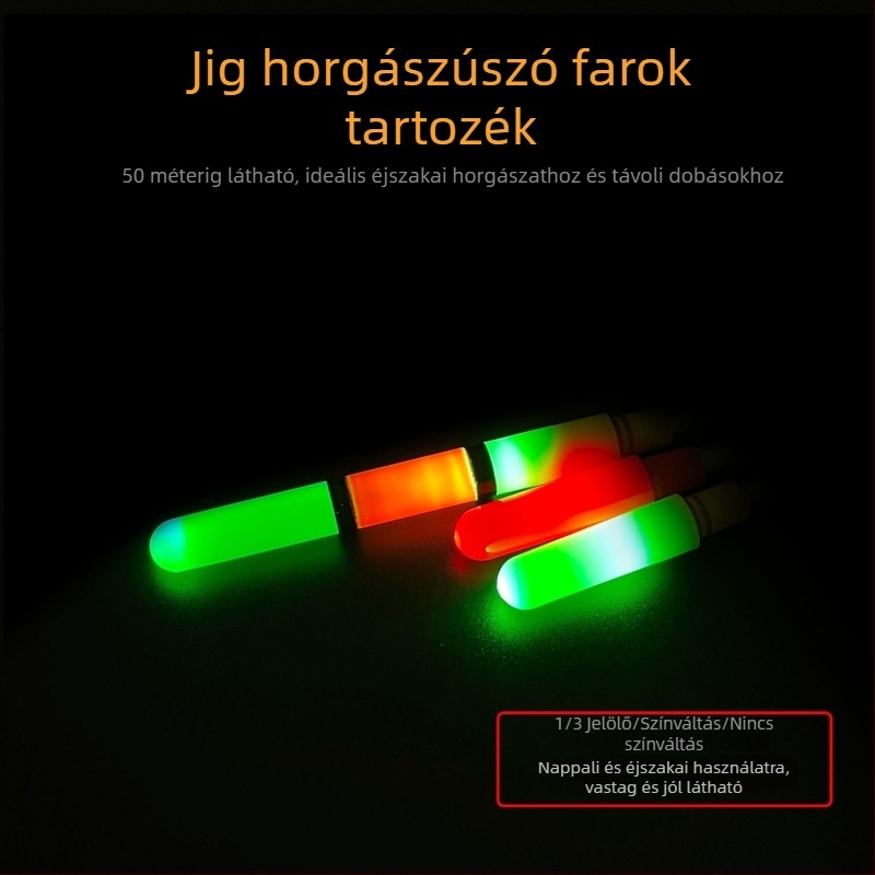 Hosszú dobású szikla horgászathoz csúszó úszó, világító, nagy méretű elektronikus úszó és vastag, feltűnő farok tartozék