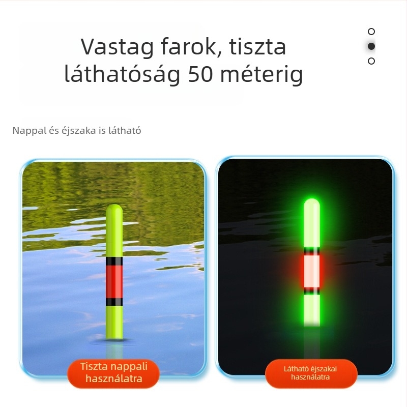 Hosszú dobású szikla horgászathoz csúszó úszó, világító, nagy méretű elektronikus úszó és vastag, feltűnő farok tartozék