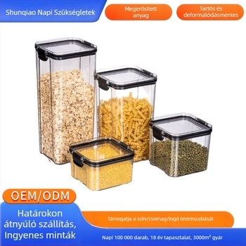 Négyzet alakú átlátszó műanyag ételbiztos zárható üveg, 800–1000 ml