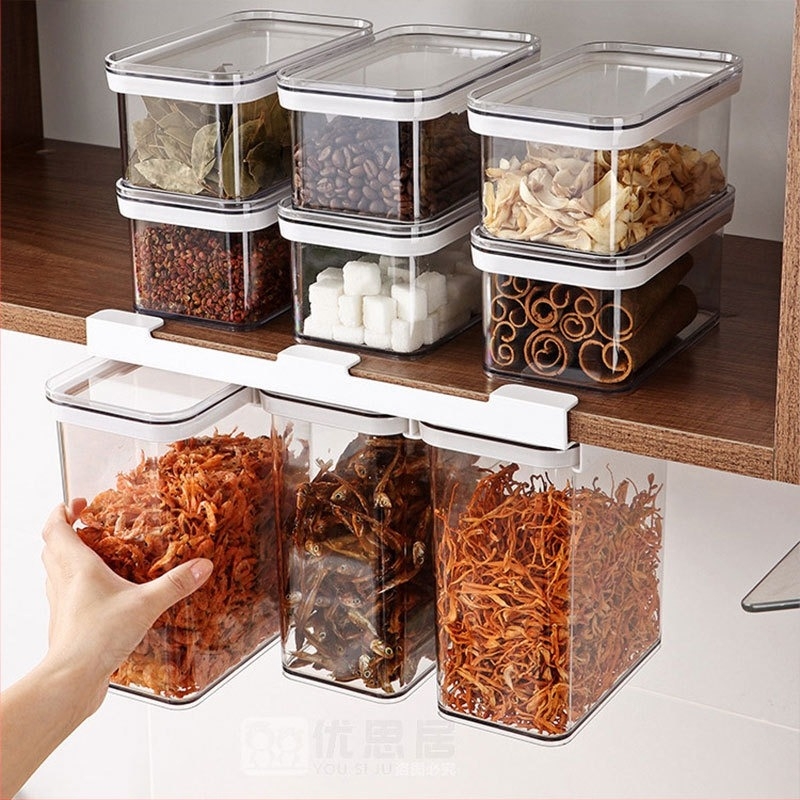 Zárható műanyag tárolóedény élelmiszer-minőségű, négyszögletes, ABS, kapacitás 3,1–4 L, modern minimalist stílus