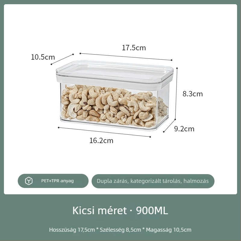 Zárható műanyag tárolóedény élelmiszer-minőségű, négyszögletes, ABS, kapacitás 3,1–4 L, modern minimalist stílus