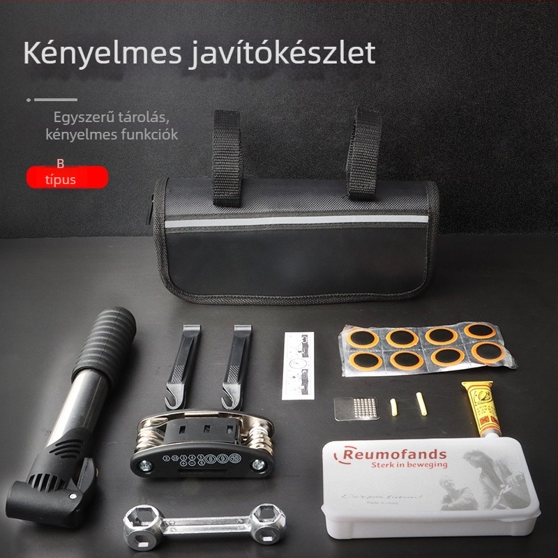 Kerékpárjavító készlet — POM anyag, defektpumpa, kulcs, hegyi kerékpár multifunkciós szerszám