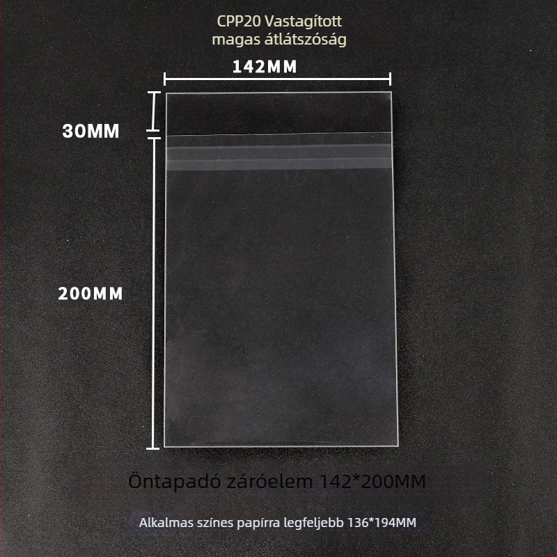 CPP-OPP kompozit öntapadós zip tasakok csomagoláshoz, univerzális használat, átlátszó, zárási hossz 5–20 cm, márka Other