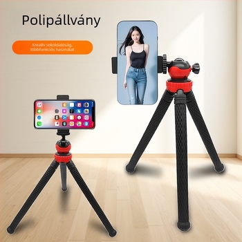 Bluetoothos polip-szerű telefon-tartó asztali használatra – élő közvetítésre és selfie-hez, rezgéscsillapító, hordozható