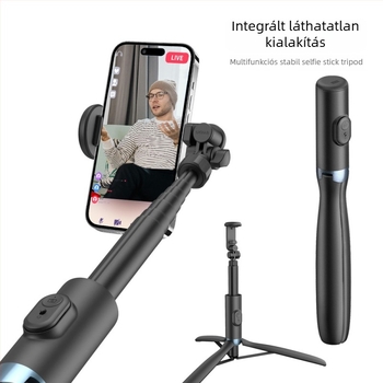 JISNN Bluetooth Szelfi Stick Tripod rejtett, integrált dizájnnal, anyag: nylon rost + alumínium ötvözet, távirányítóval, beépített világítás, testreszabható magáncímke