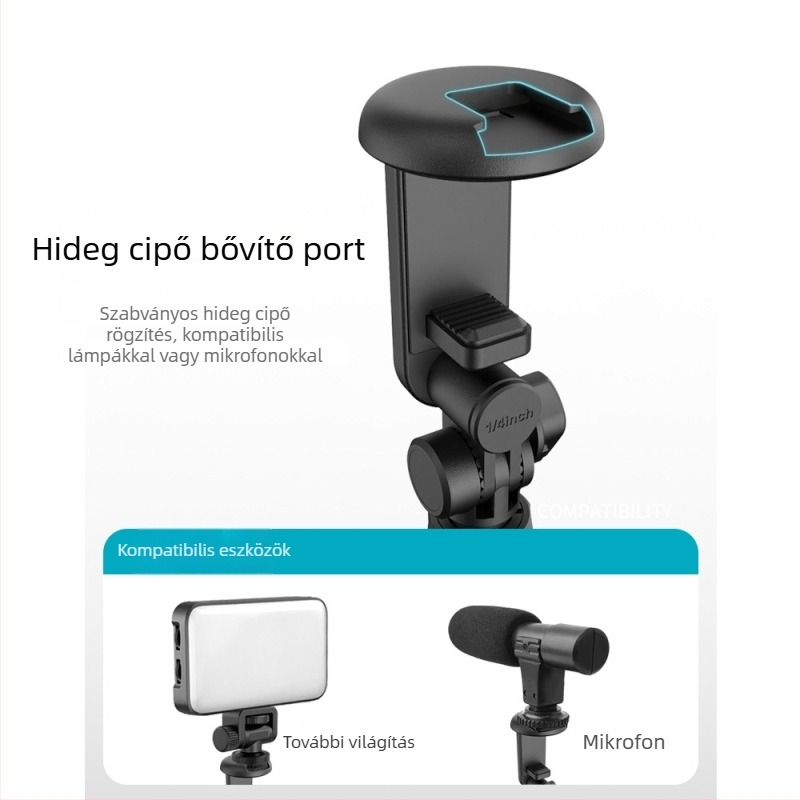JISNN Bluetooth Szelfi Stick Tripod rejtett, integrált dizájnnal, anyag: nylon rost + alumínium ötvözet, távirányítóval, beépített világítás, testreszabható magáncímke