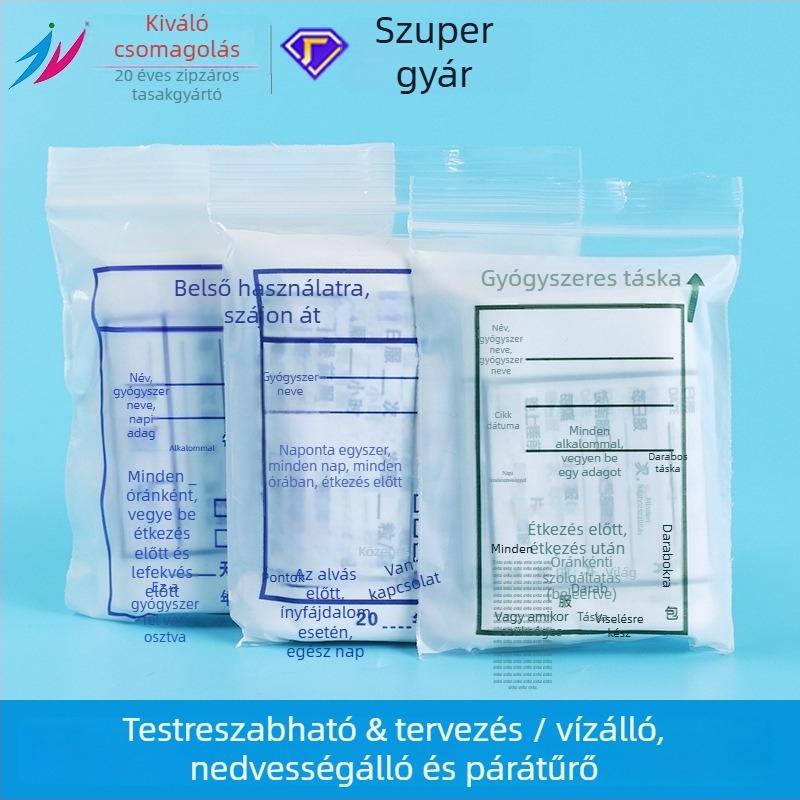Egyszer használatos kis gyógyszerzsák írható panellel, PE önzáró kapszulás zacskó, zárási hossz 7 cm — Jingyi Packaging