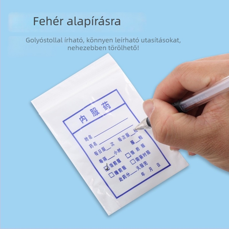 Egyszer használatos kis gyógyszerzsák írható panellel, PE önzáró kapszulás zacskó, zárási hossz 7 cm — Jingyi Packaging