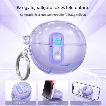 Áttetsző fülhallgató tok FreeBuds Pro 4-hez, Huawei Pro3 zár típusú Freeclip védőtok