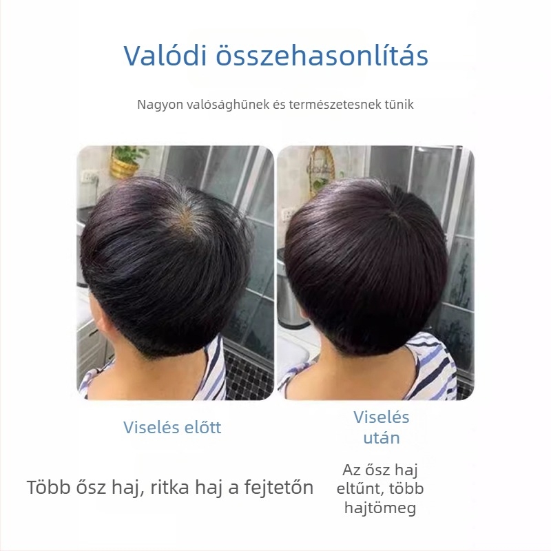 Valódi hajból készült toppparóka – varrat nélküli, könnyű, egy darabból álló fedés a ritkás haj lefedéséért