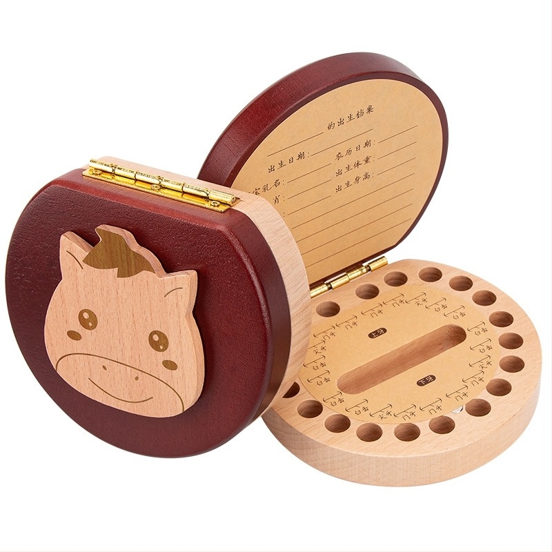 Thousand Change márkájú, fából készült tejfogak emlékkonténer gyerekeknek (4–6 évesek) – fogak tárolása