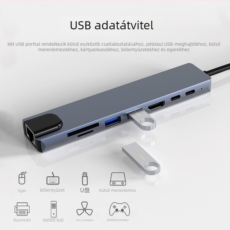 ALNK AL-8IN1 bővítő dokkoló, kompatibil laptopokhoz és mobiltelefonokhoz