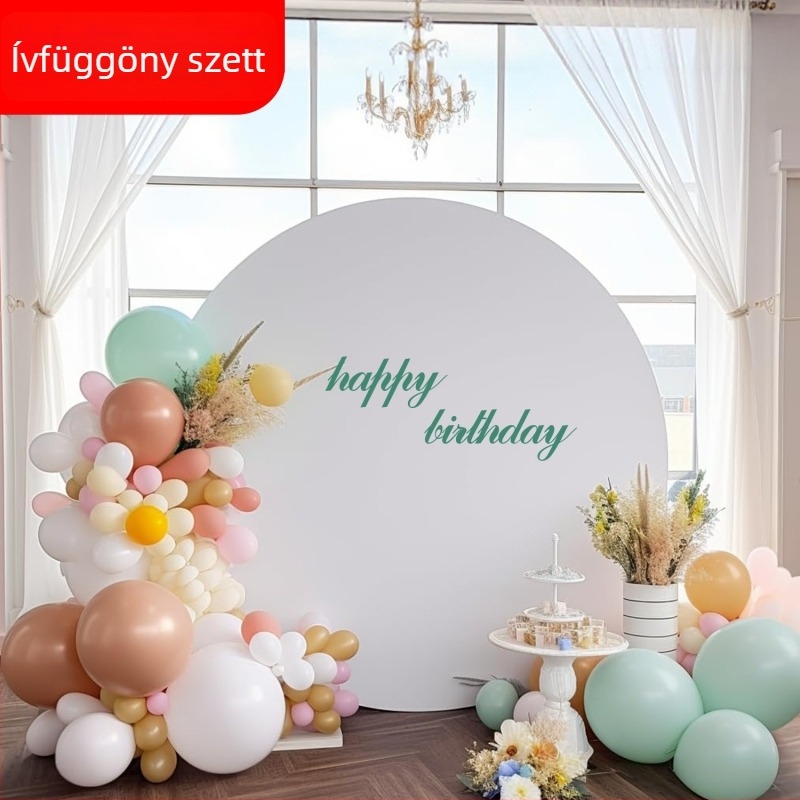 Kör alakú íves dekorációs készlet négyoldalas rugalmas hátfalból esküvői díszlethez, fal háttere, raktáron