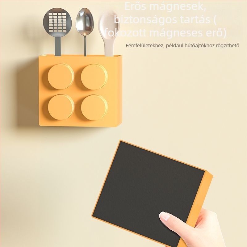 Mágneses falra szerelhető tároló, fa mintázatú, japán stílus, 18 L kapacitás, műanyagból, telepítés nélkül