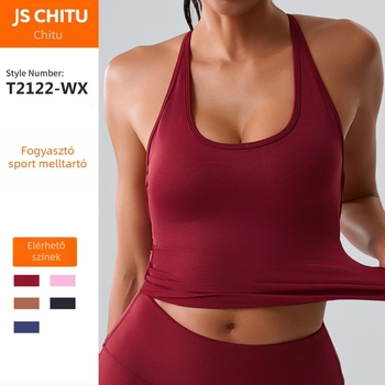 Zechuang jóga sportmelltartó mellpárnázottal, gyorsan száradó nylon/spandex anyag (78% nylon, 22% spandex), 3/4 kosár, fix dupla pántok, fényes felület