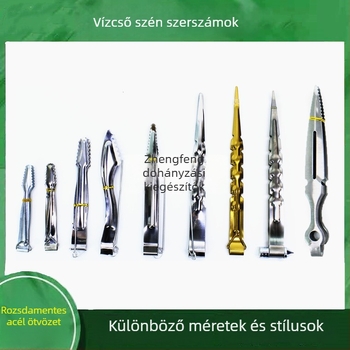 Nargilés csipesz és nyelvklip – fém felépítés, szénklipsz, rozsdamentes vas kialakítás