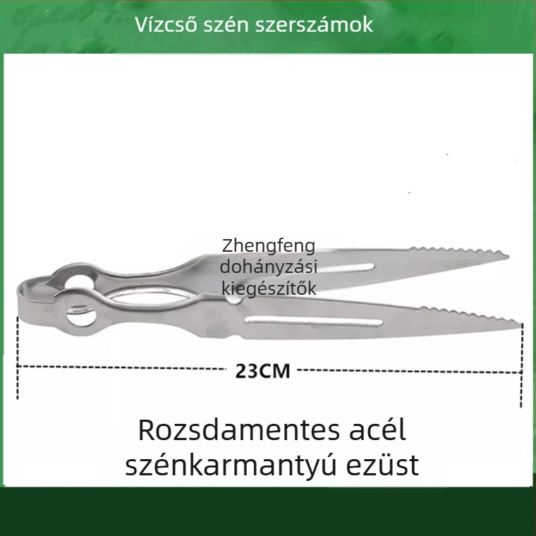 Nargilés csipesz és nyelvklip – fém felépítés, szénklipsz, rozsdamentes vas kialakítás