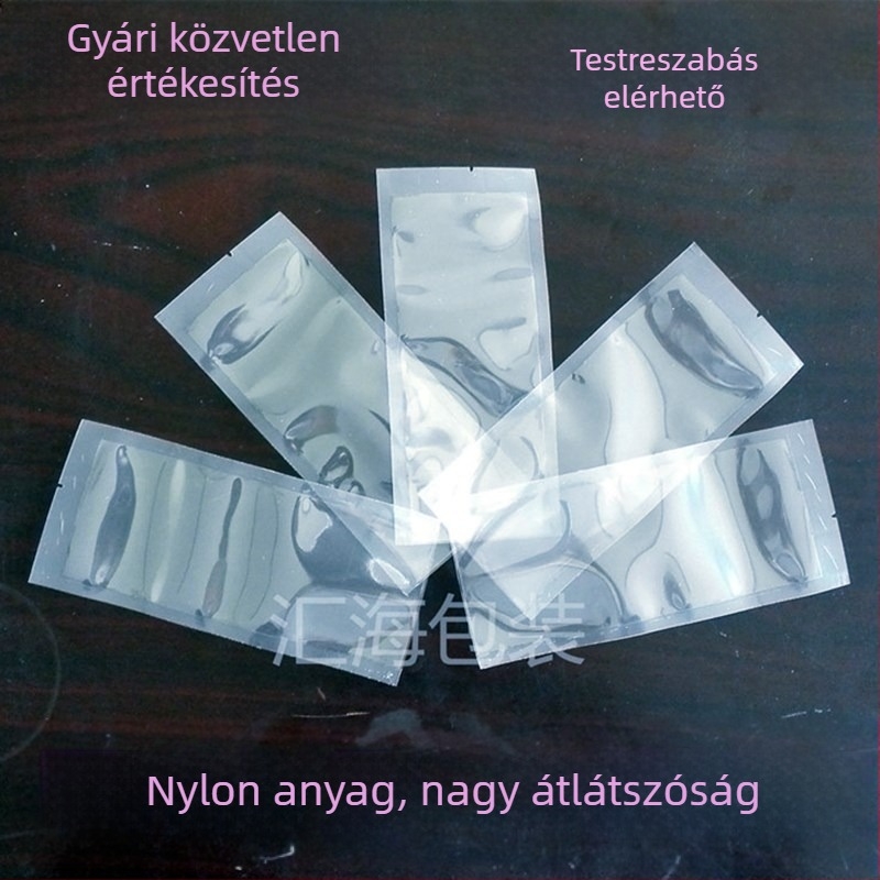Élelmiszer-vákuum tasak, átlátszó vákuumfőző tasak szárított marhahús csomagolásához; Huihai Packaging; napi termelés 10 000 000; licencszám Hebei XK16-204-00560