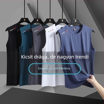 Férfi mellény ice silk anyagból, gyorsan száradó, lélegző, 88% nejlon és 12% spandex, nyár