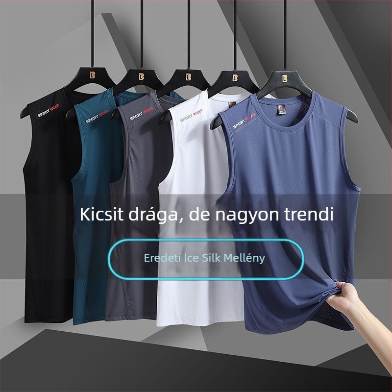Férfi mellény ice silk anyagból, gyorsan száradó, lélegző, 88% nejlon és 12% spandex, nyár