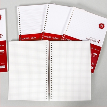 Binder kötésű jegyzetfüzet refill, cellulózalapú papír, 80 gsm, 100–200 oldal, oldalak vonalas és négyzetrácsos