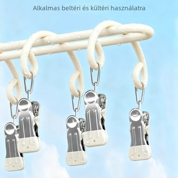 20 csipeszes zokiszárító állvány rozsdamentes acélból, ívelt modern dizájn, beltéri és kültéri használatra