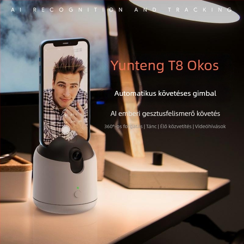 Yunteng két-tengelyes mobiltelefonos gimbal stabilizátor, 360° vízszintes forgás, 360° forgáskorlát, 15° függőleges dőlés, ABS+PC anyag