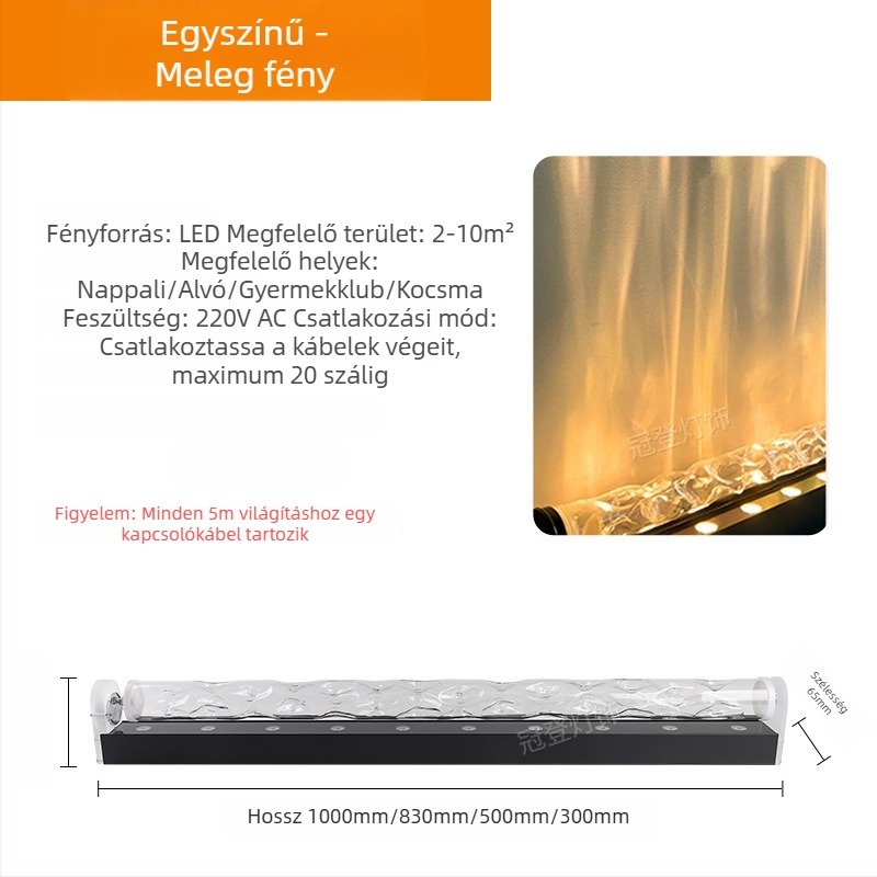 LED falmosó lámpa víz mintával – 3D dinamikus víz hullám effekt, alumínium ház, 3600 lm, IP43, fényerő-szabályozható