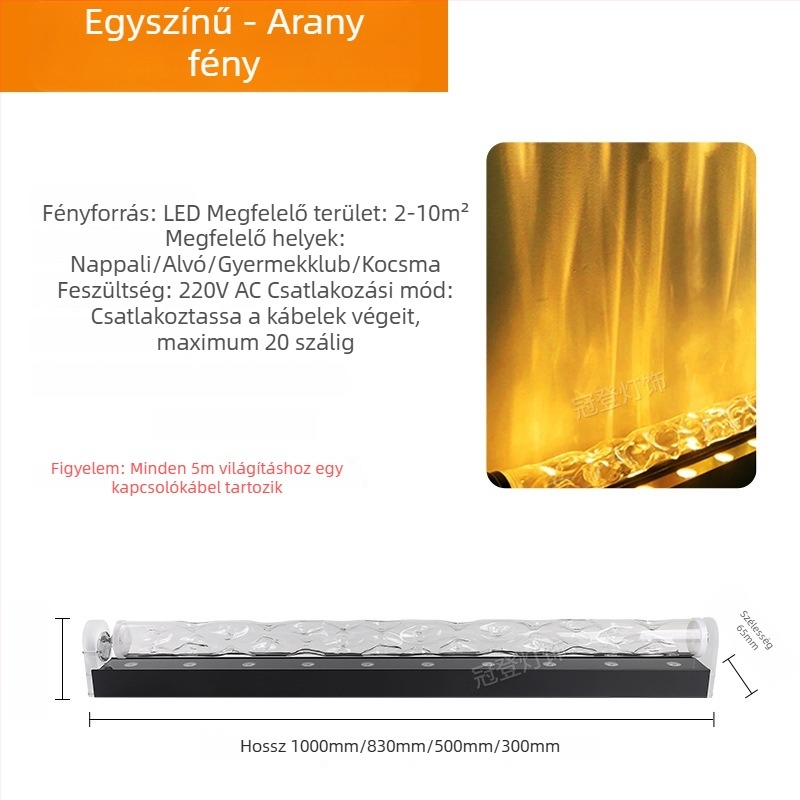 LED falmosó lámpa víz mintával – 3D dinamikus víz hullám effekt, alumínium ház, 3600 lm, IP43, fényerő-szabályozható