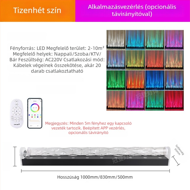 LED falmosó lámpa víz mintával – 3D dinamikus víz hullám effekt, alumínium ház, 3600 lm, IP43, fényerő-szabályozható