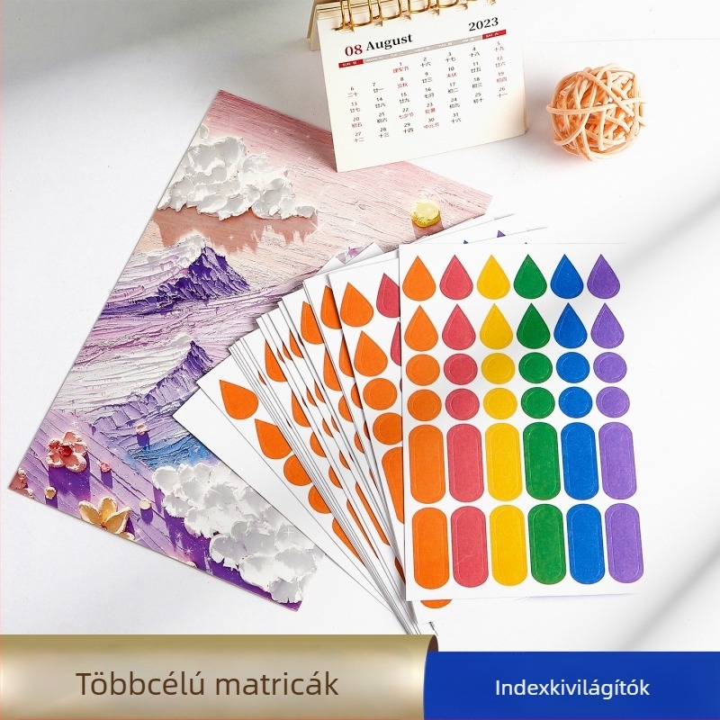 Többcélú annotációs címkék vízcsepp és esőcsepp jelölésekkel – ragaszthatóak, brosúra belső oldalak, alapcsomagolás, Huge márka