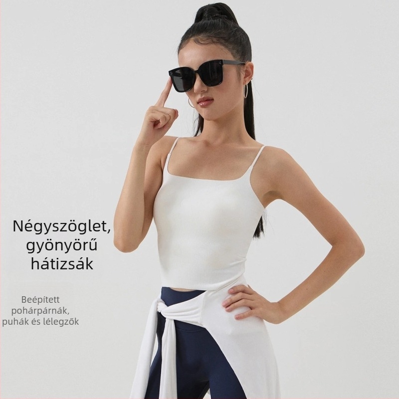 Sportos tanktop pánt nélküli, varrás nélküli, beépített melltartó betéttel - Nylon 75% (W175) (varrás nélküli; beépített melltartó betét; pánt nélküli)