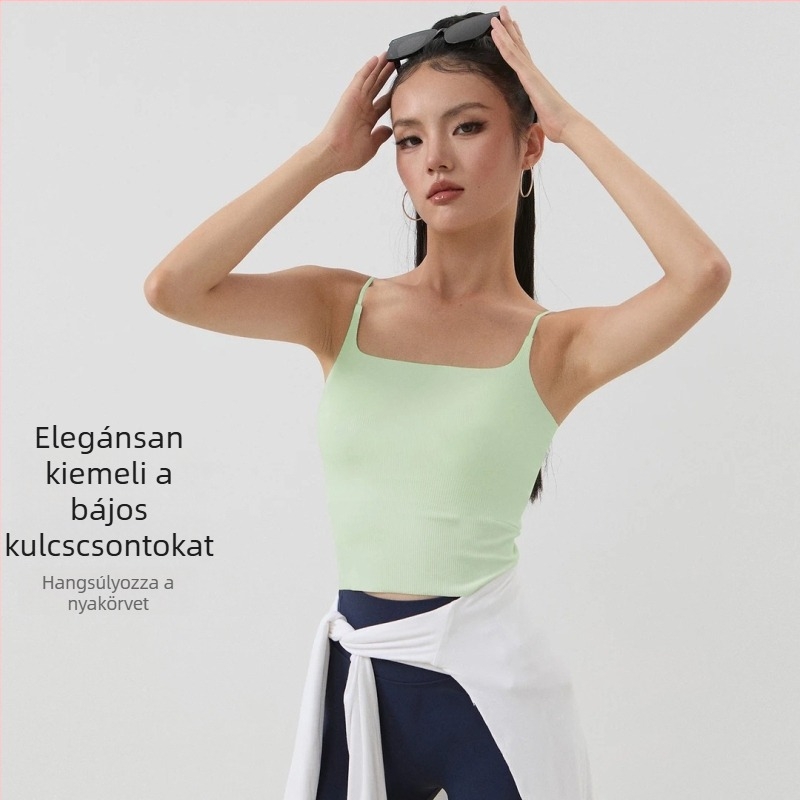 Sportos tanktop pánt nélküli, varrás nélküli, beépített melltartó betéttel - Nylon 75% (W175) (varrás nélküli; beépített melltartó betét; pánt nélküli)