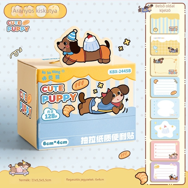 Kaba Bear rajzfilmfigura ragasztós jegyzetek – kihúzható dizájn, 128 oldal, KBX-2445