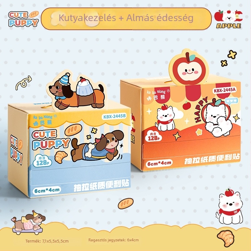 Kaba Bear rajzfilmfigura ragasztós jegyzetek – kihúzható dizájn, 128 oldal, KBX-2445