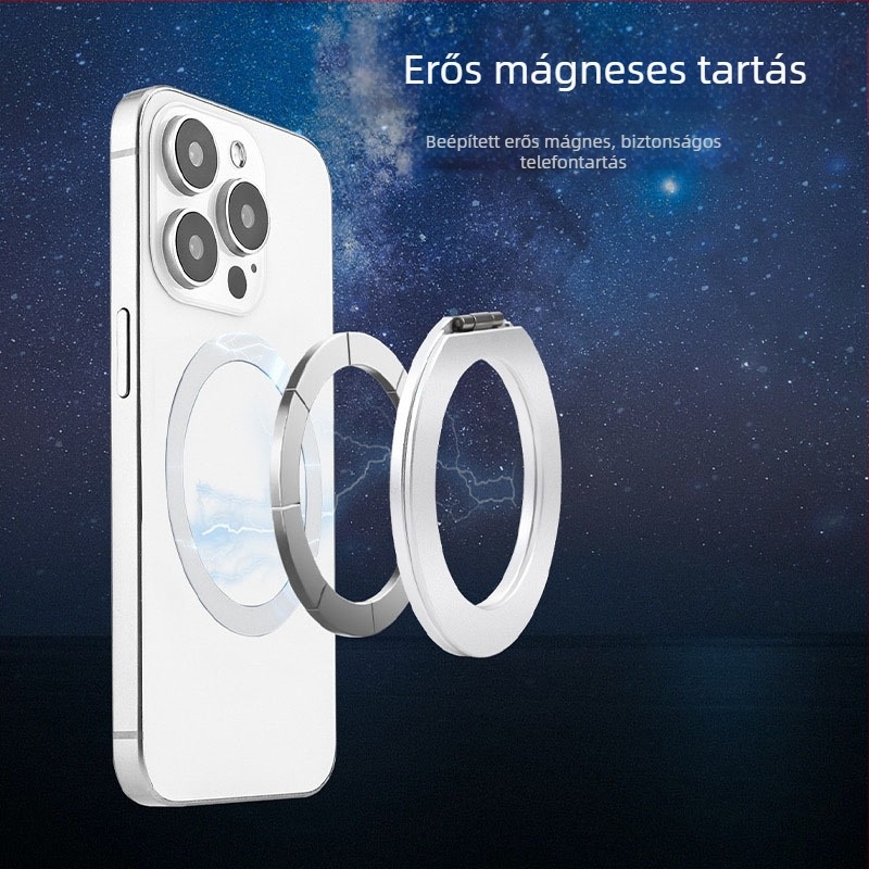 Ötvözetből készült mágneses telefonállvány 360°-os forgathatósággal, MagSafe ujjgyűrű-tartóval