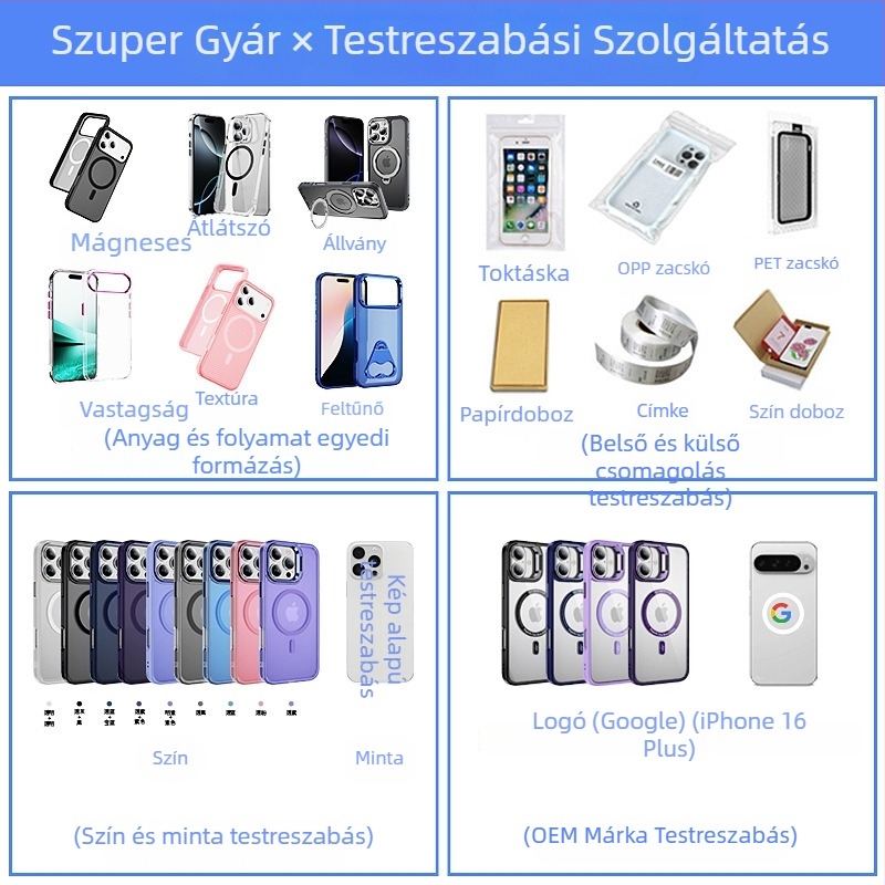 Univerzális telefon-tartó alumíniumötvözetből, egyszerű kialakítás, testreszabható