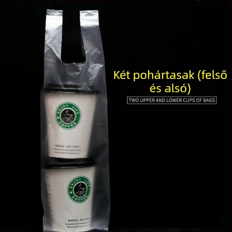 Egyszer használatos műanyag pohártaska tej-tea és szójatej pohárhoz – egy vagy két pohárhoz