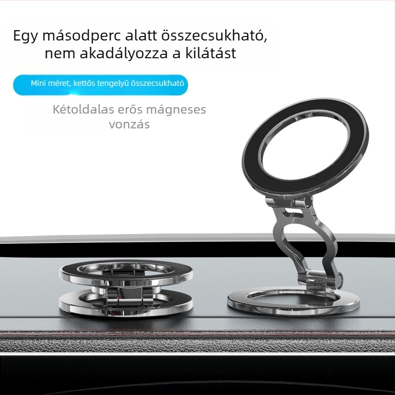 Összecsukható mágneses gyűrűs telefonállvány, kettős oldalú mágneses tartó, MagSafe asztali állvány