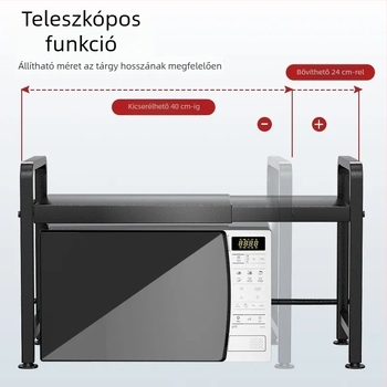 Kinyitható konyhai tárolópolc mikrohullámú sütőhöz – szénacél, skálázható, modern minimalista dizájn, testreszabott minták