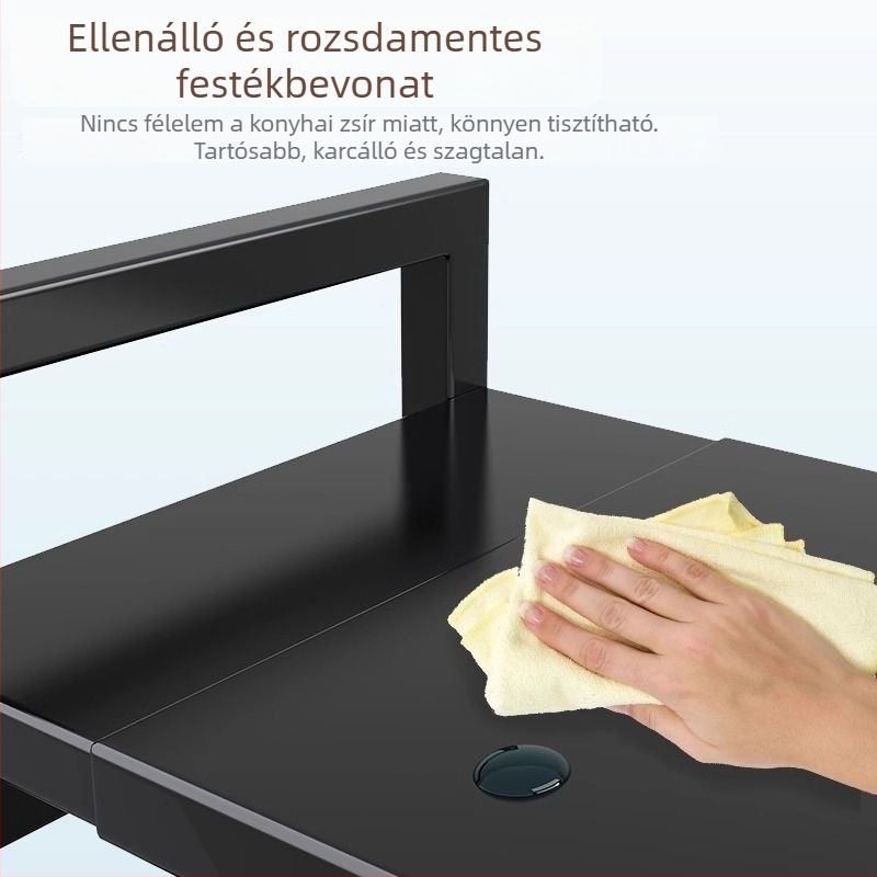 Kinyitható konyhai tárolópolc mikrohullámú sütőhöz – szénacél, skálázható, modern minimalista dizájn, testreszabott minták